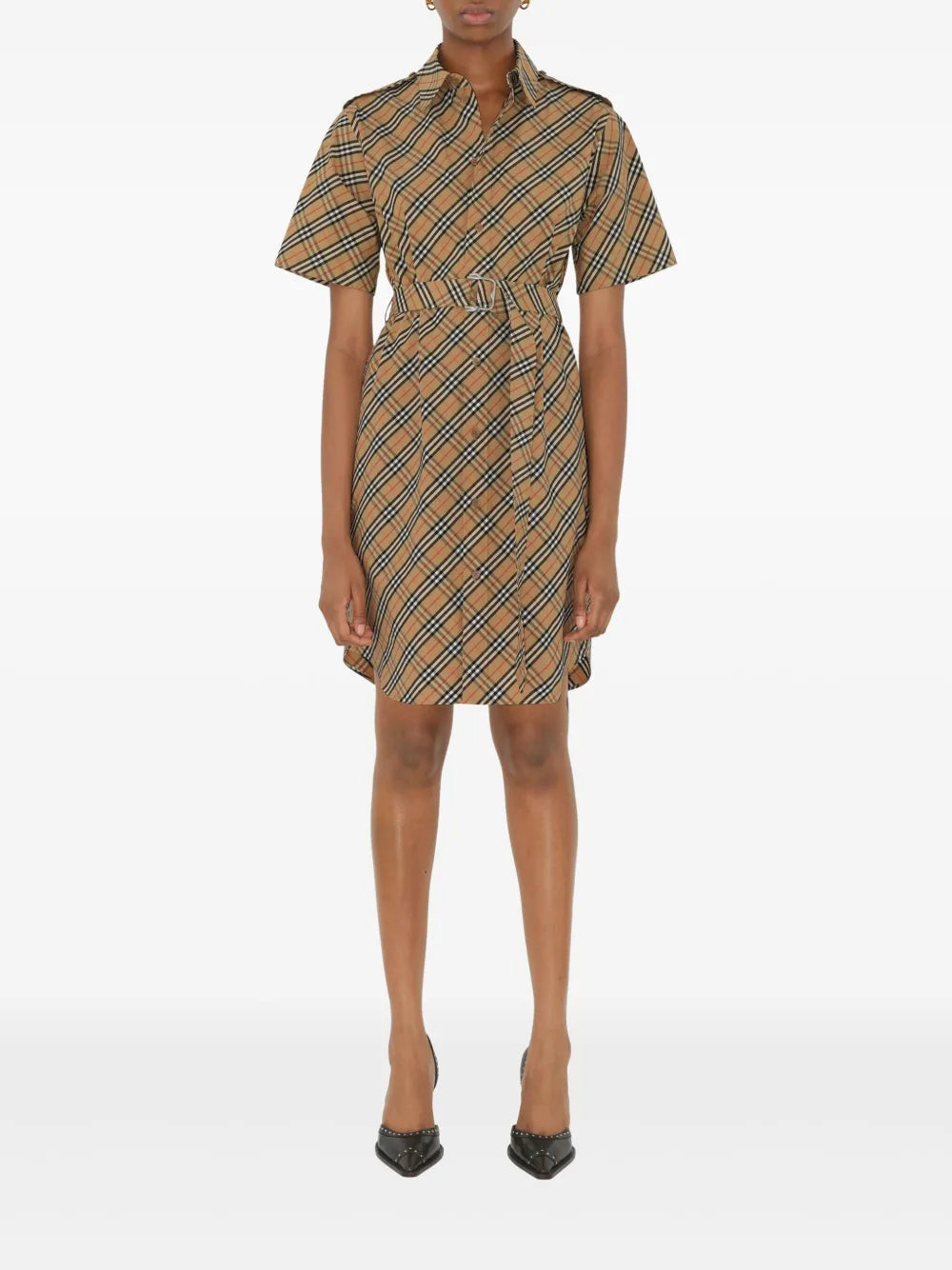 Burberry Short Sleeve Check Belted Shirt Dress - image 2