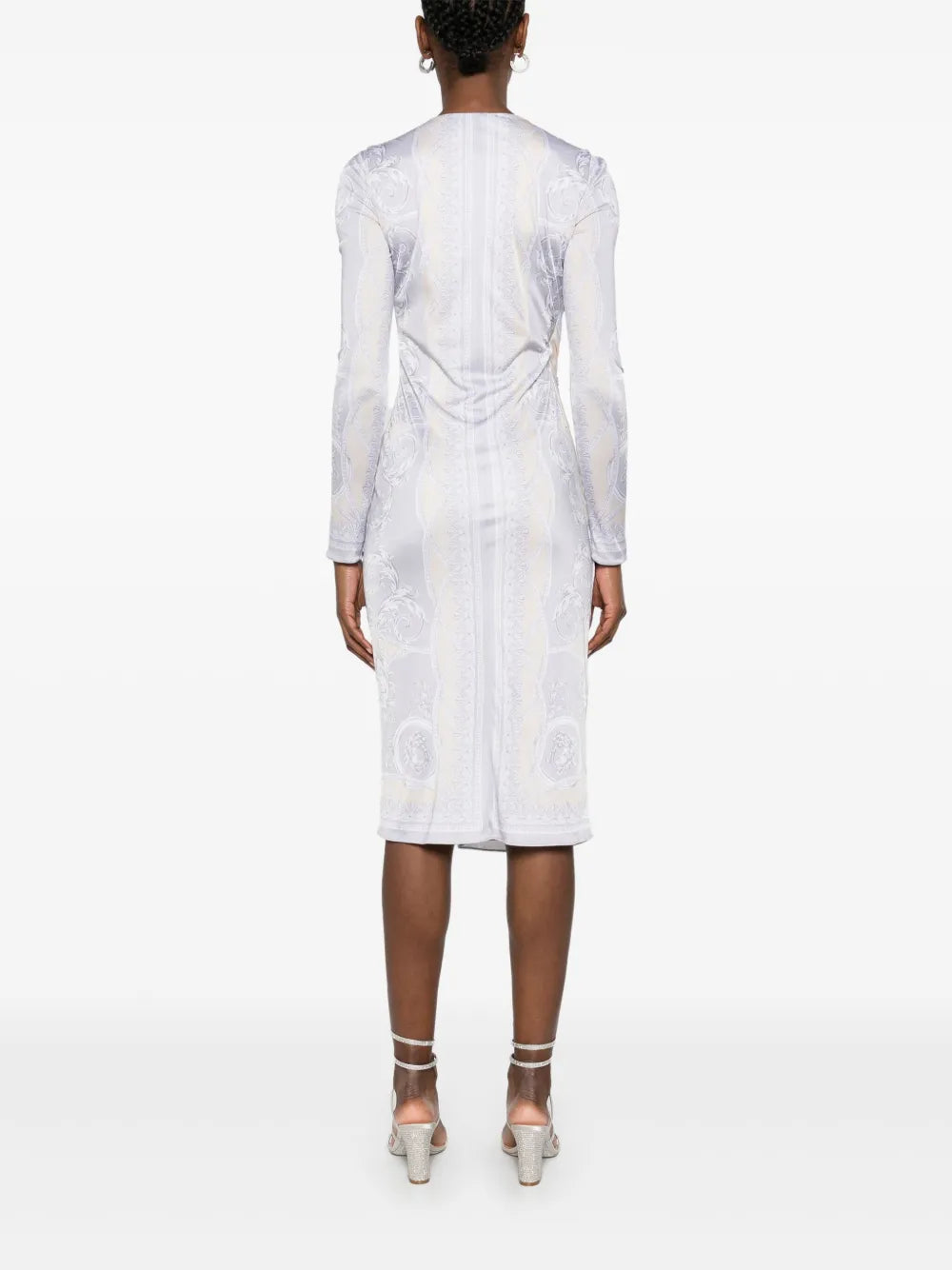 Versace Baroque Print Wrap Midi Dress - image 6