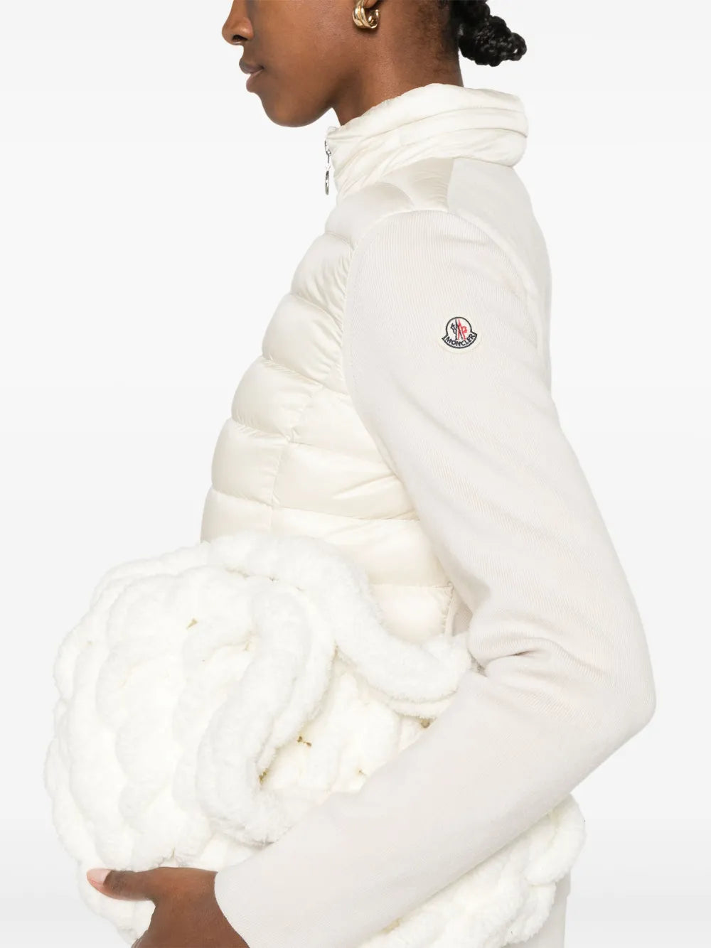 Moncler Cream Padded Knit Sleeve Jacket - image 7