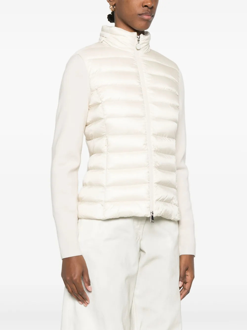 Moncler Cream Padded Knit Sleeve Jacket - image 3