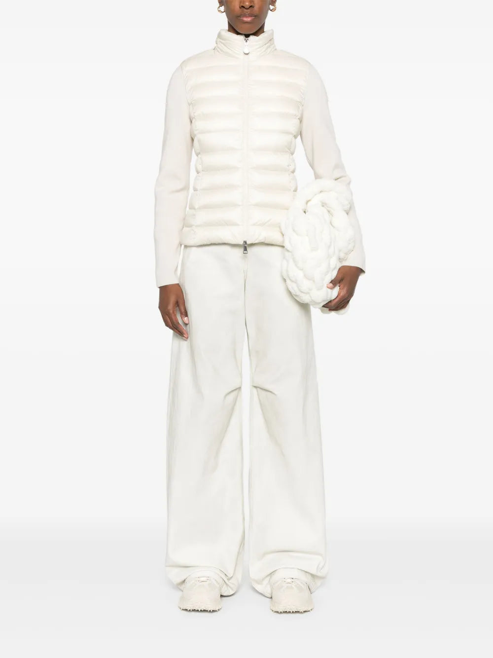Moncler Cream Padded Knit Sleeve Jacket - image 2
