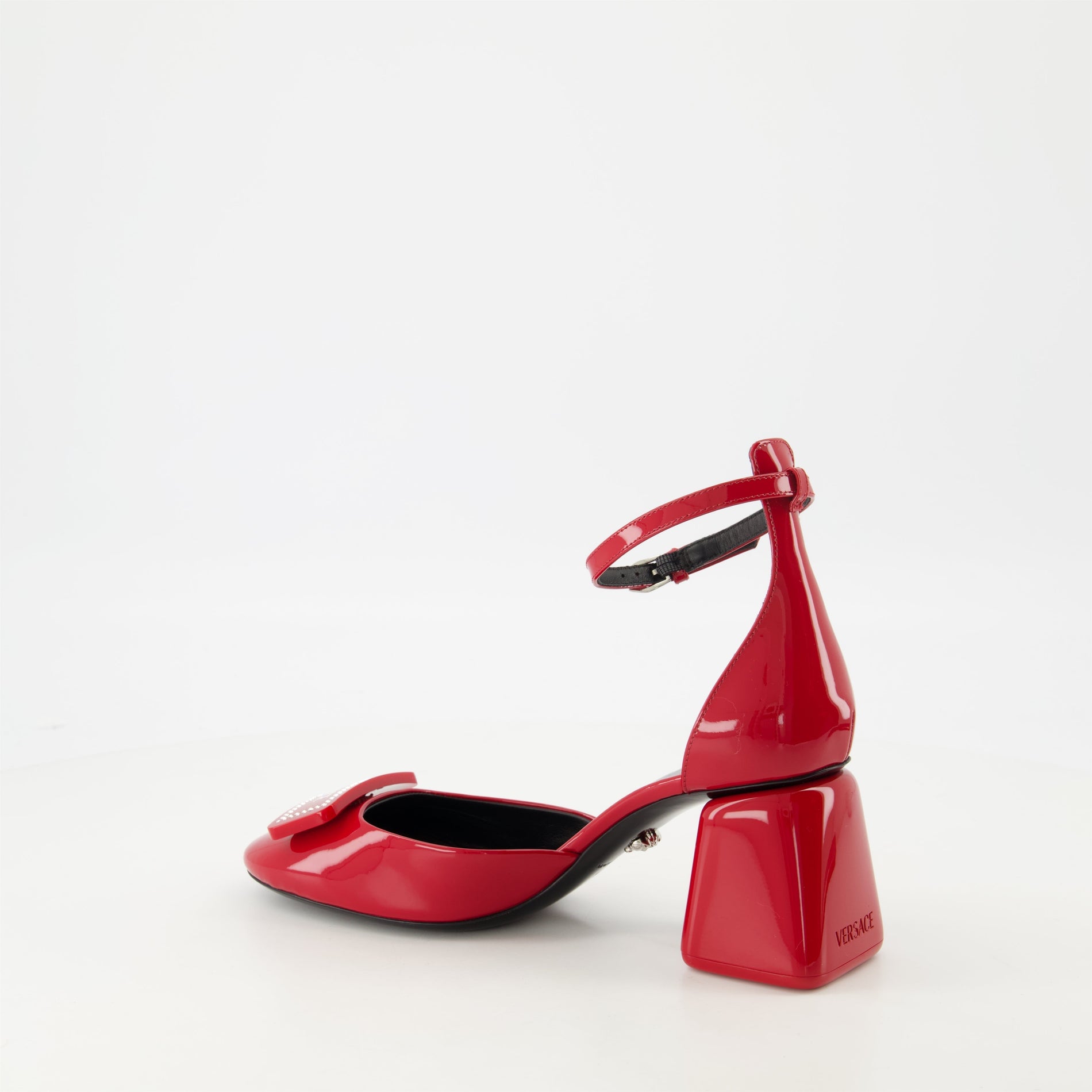 Versace Leather Logo Plaque Ankle-Strap Sandals - image 3
