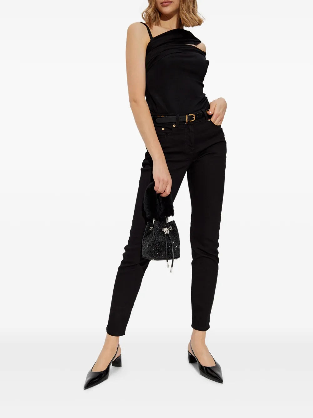 Versace Black Asymmetrical Top - image 2