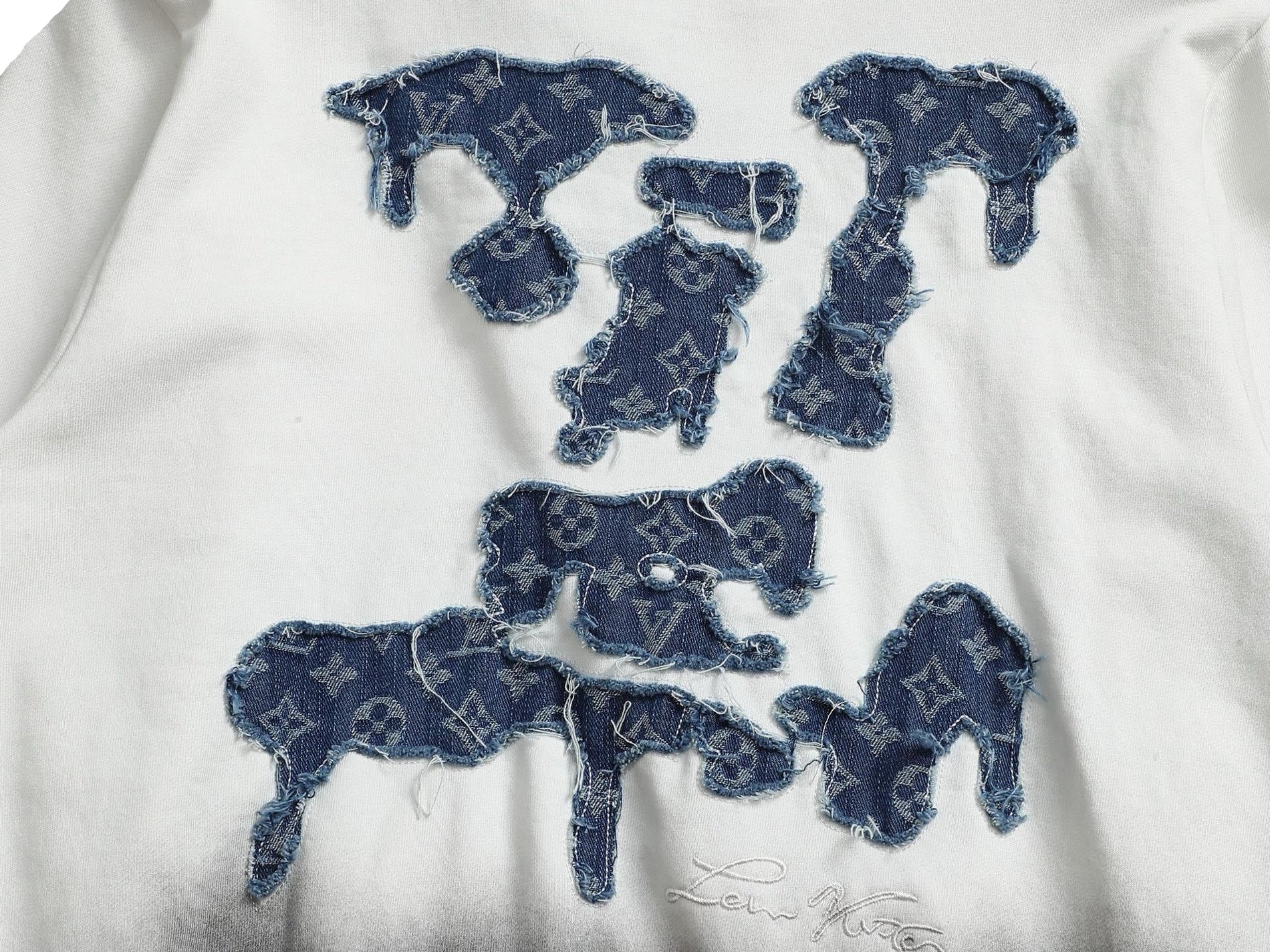 Louis Vuitton White Gradient Hoodie with Blue LV Patch - image 5