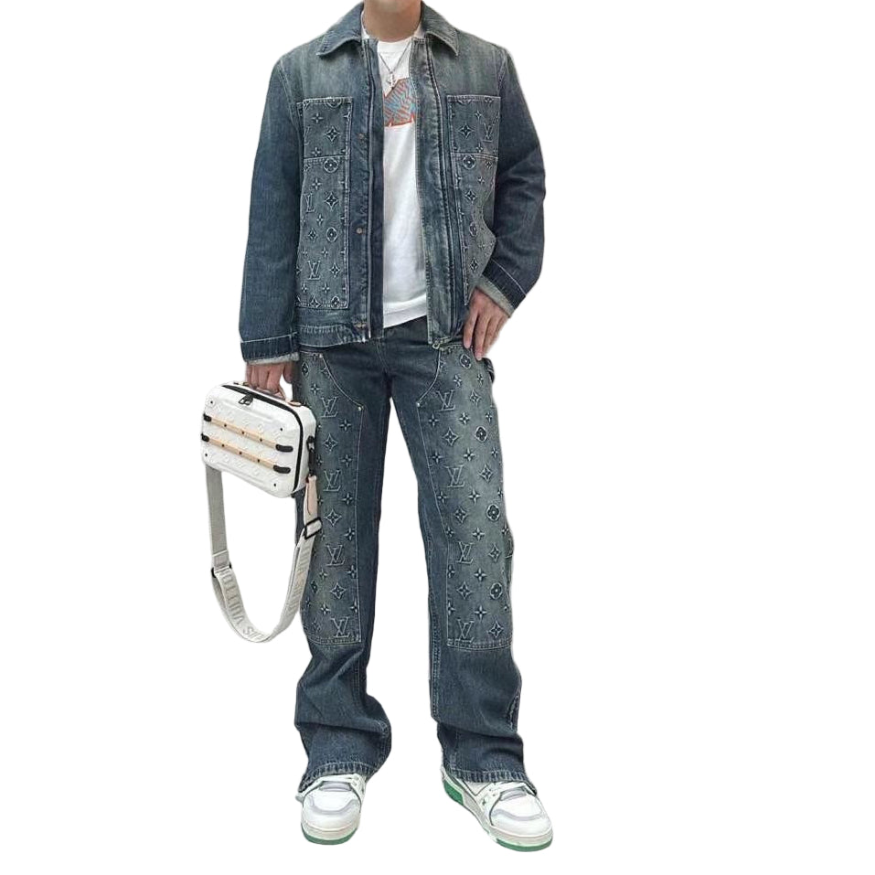 Louis Vuitton Grey Monogram Panel Denim Jeans - image 3