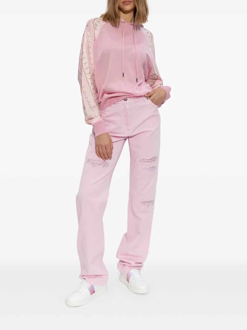 Versace La Greca Trim Hooded Knit Sweater - image 2