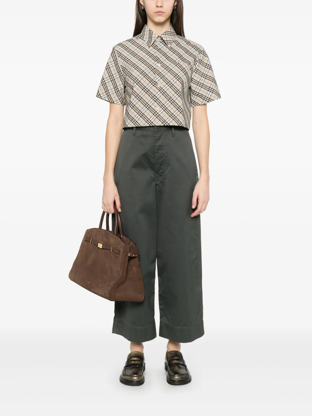 Burberry Cropped Short Sleeve Shirt-Ice Blue - image 2