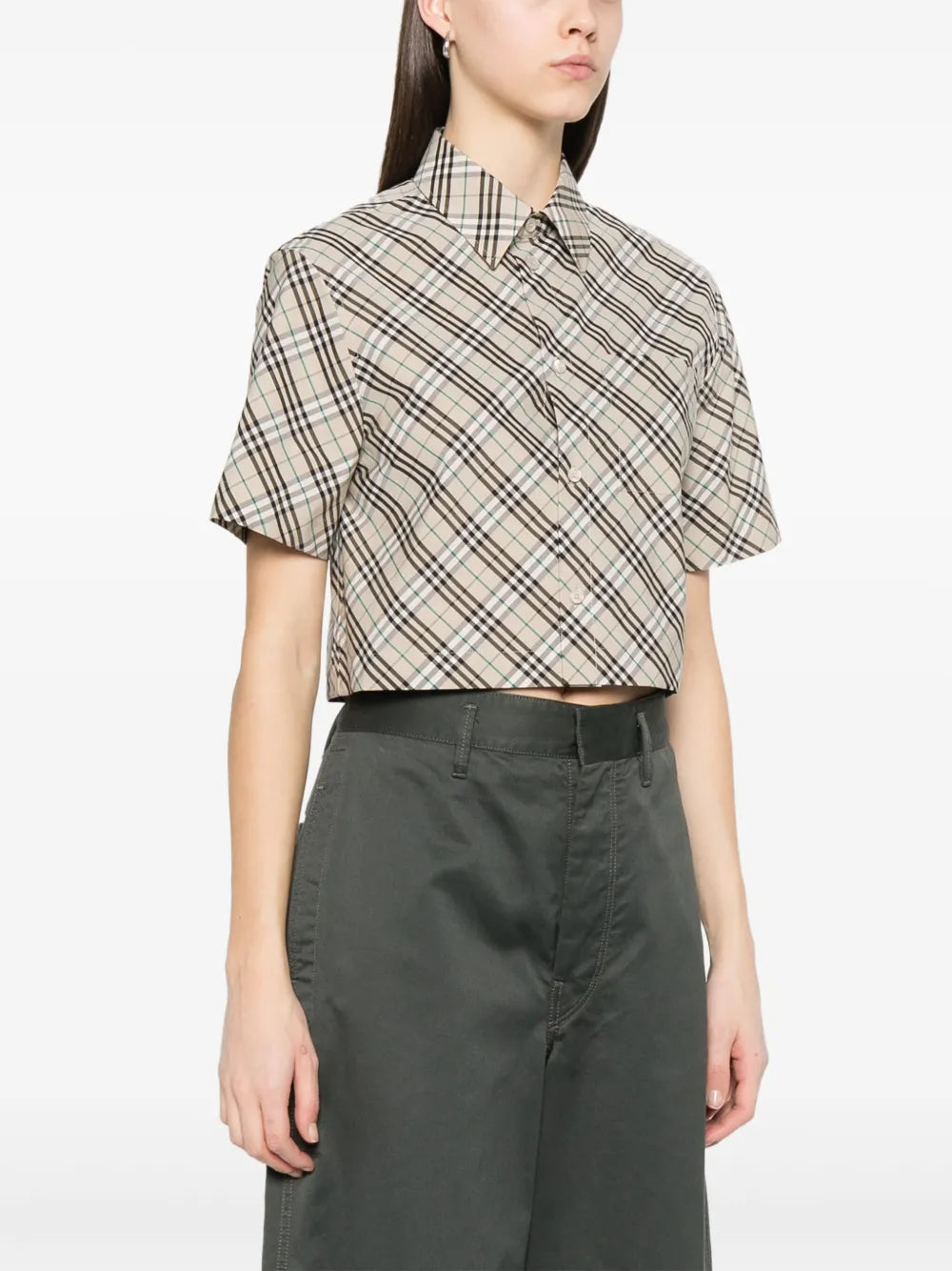 Burberry Cropped Short Sleeve Shirt-Ice Blue - image 3