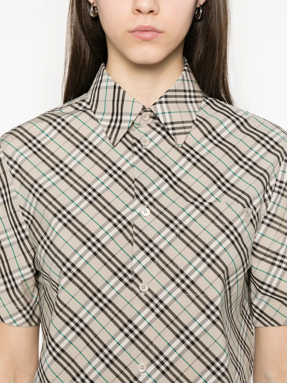 Burberry Cropped Short Sleeve Shirt-Ice Blue - image 7