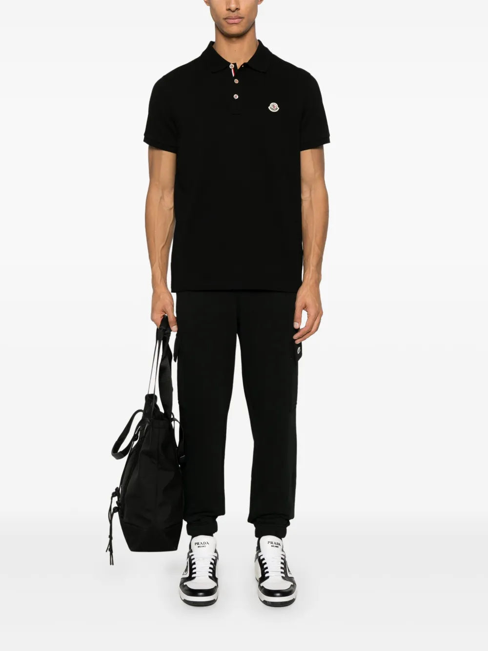 Moncler Black Polo Shirt with Signature Button Detail - image 2