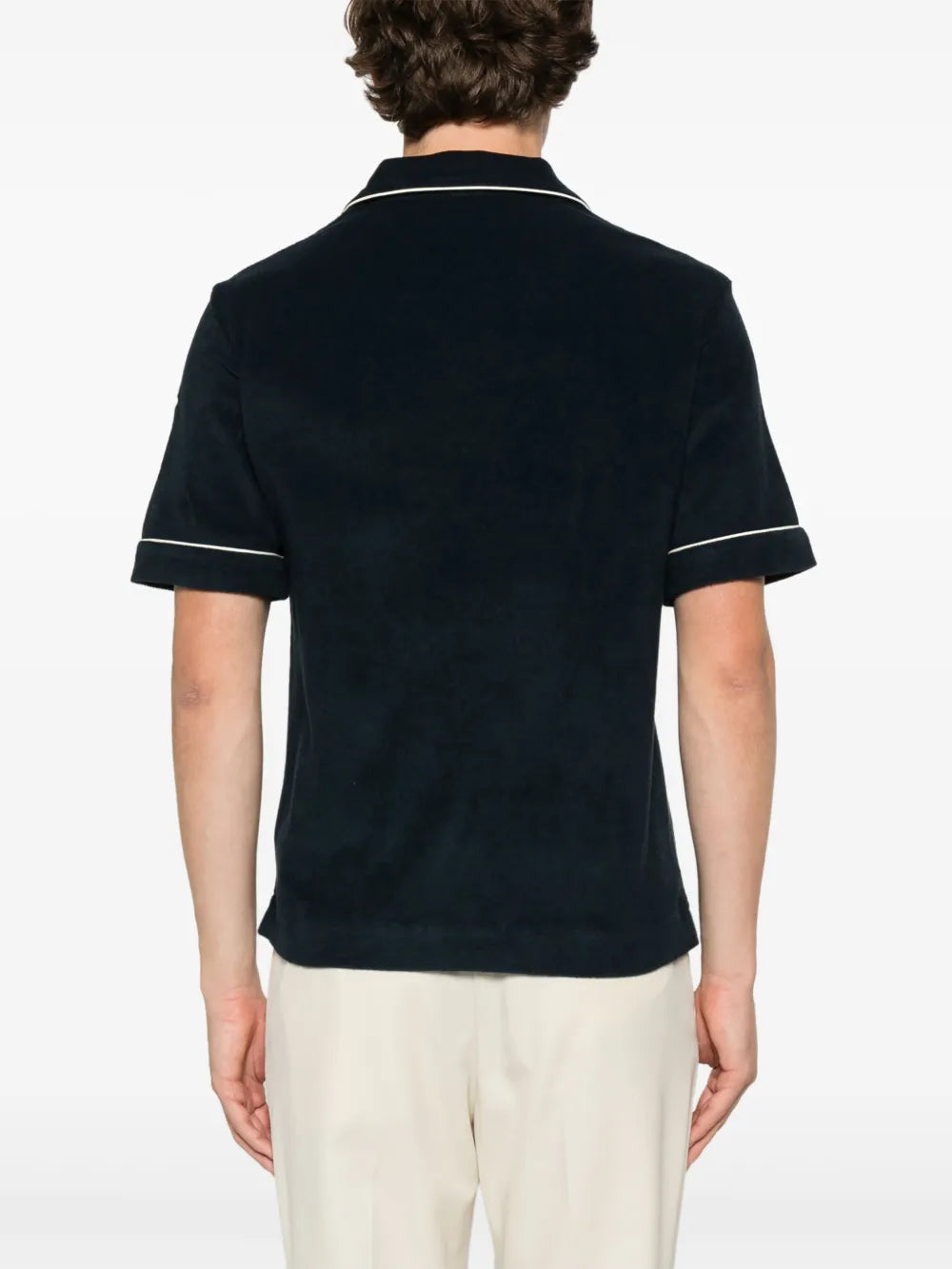 Moncler Navy Towelling Polo with Contrast Trim - image 3
