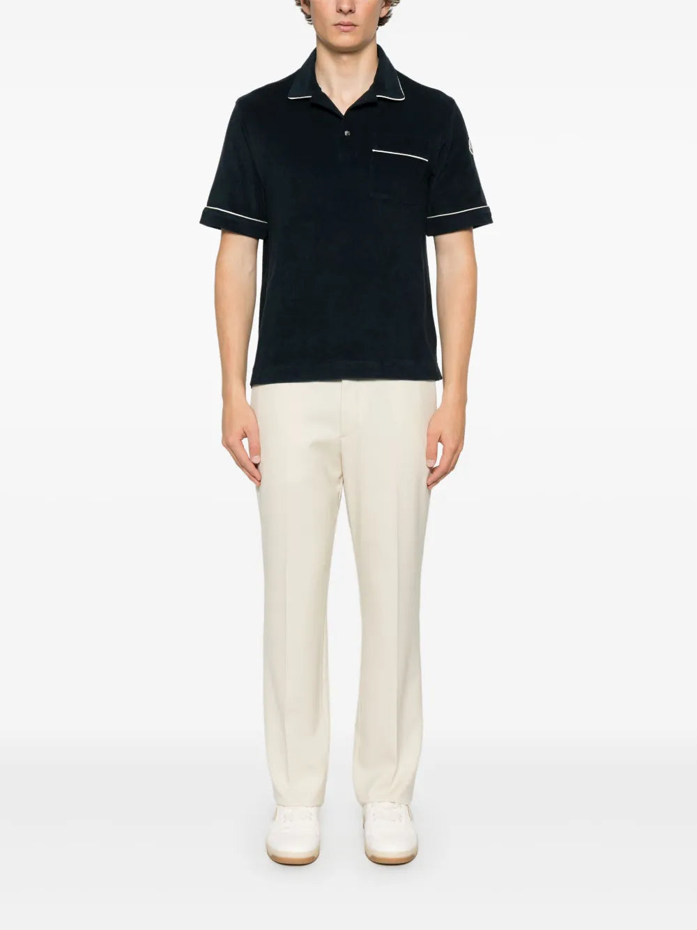 Moncler Navy Towelling Polo with Contrast Trim - image 2