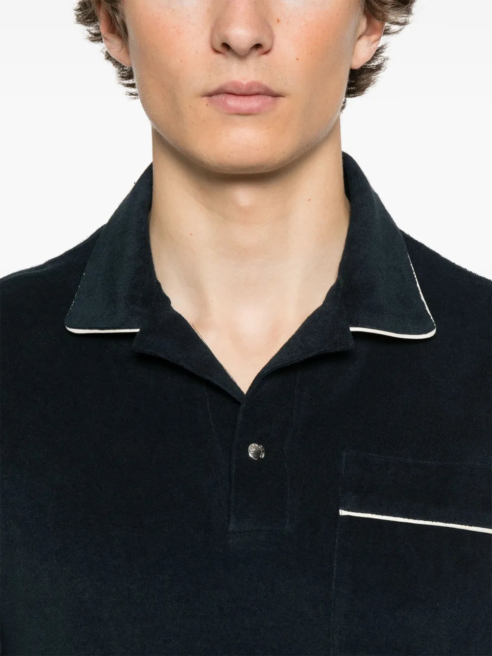 Moncler Navy Towelling Polo with Contrast Trim - image 6