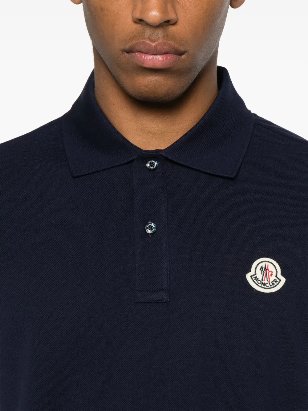 Moncler Navy Polo with Striped Sleeve Detail - image 6