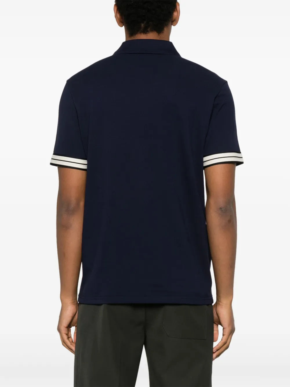 Moncler Navy Polo with Striped Sleeve Detail - image 3
