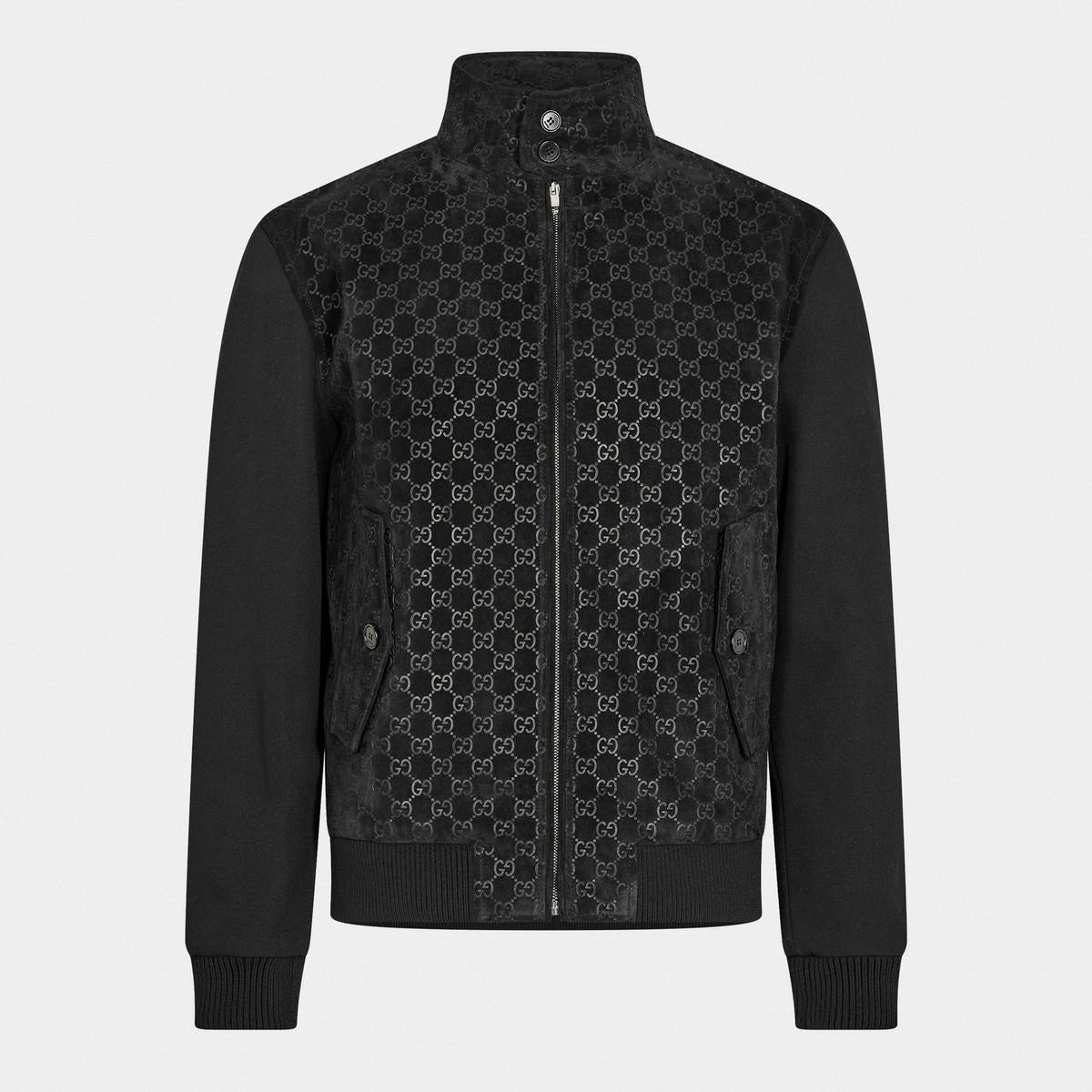 Gucci GG Jacquard Zip-Up Jacket in Black