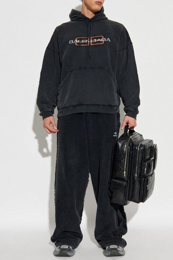 Balenciaga Black Vintage Logo Oversized Hoodie - image 2