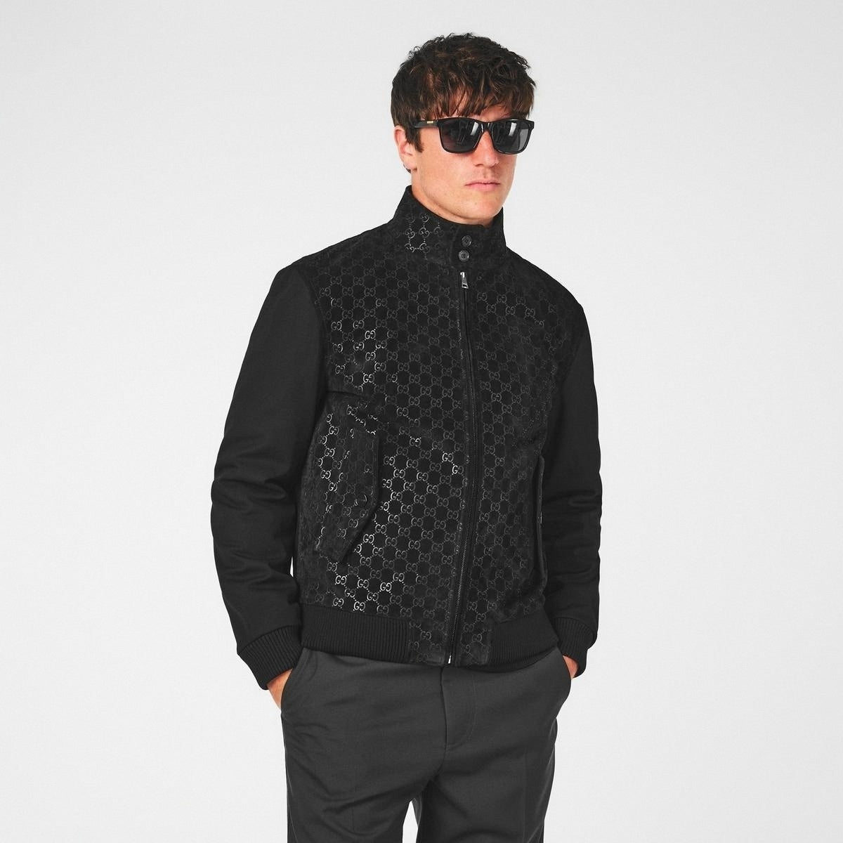 Gucci GG Jacquard Zip-Up Jacket in Black - image 3