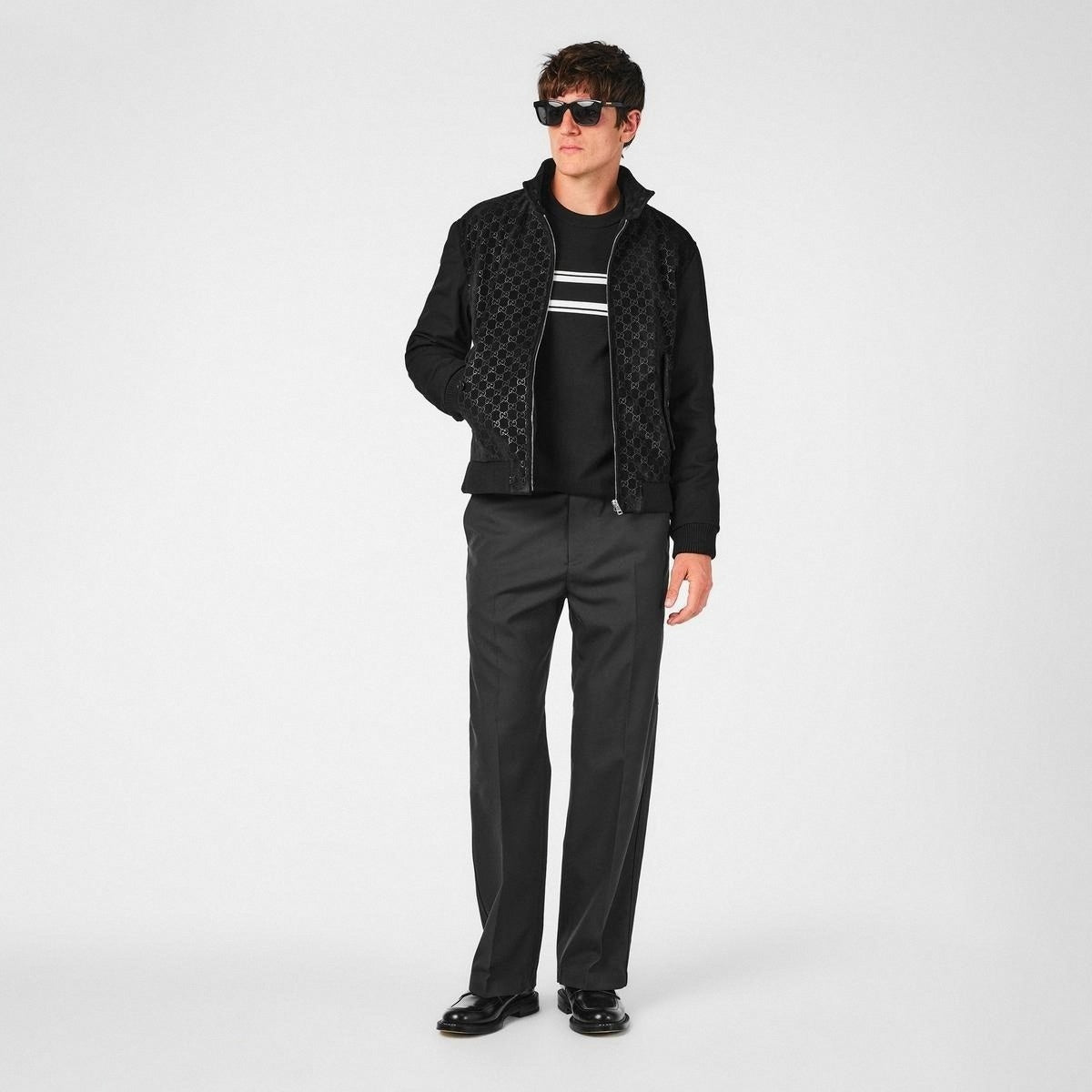 Gucci GG Jacquard Zip-Up Jacket in Black - image 5