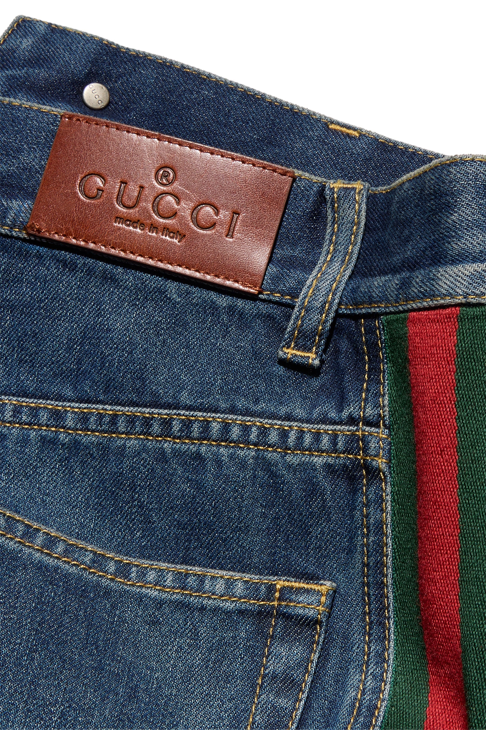 Gucci Cotton Denim Pants With Web Insert - image 4