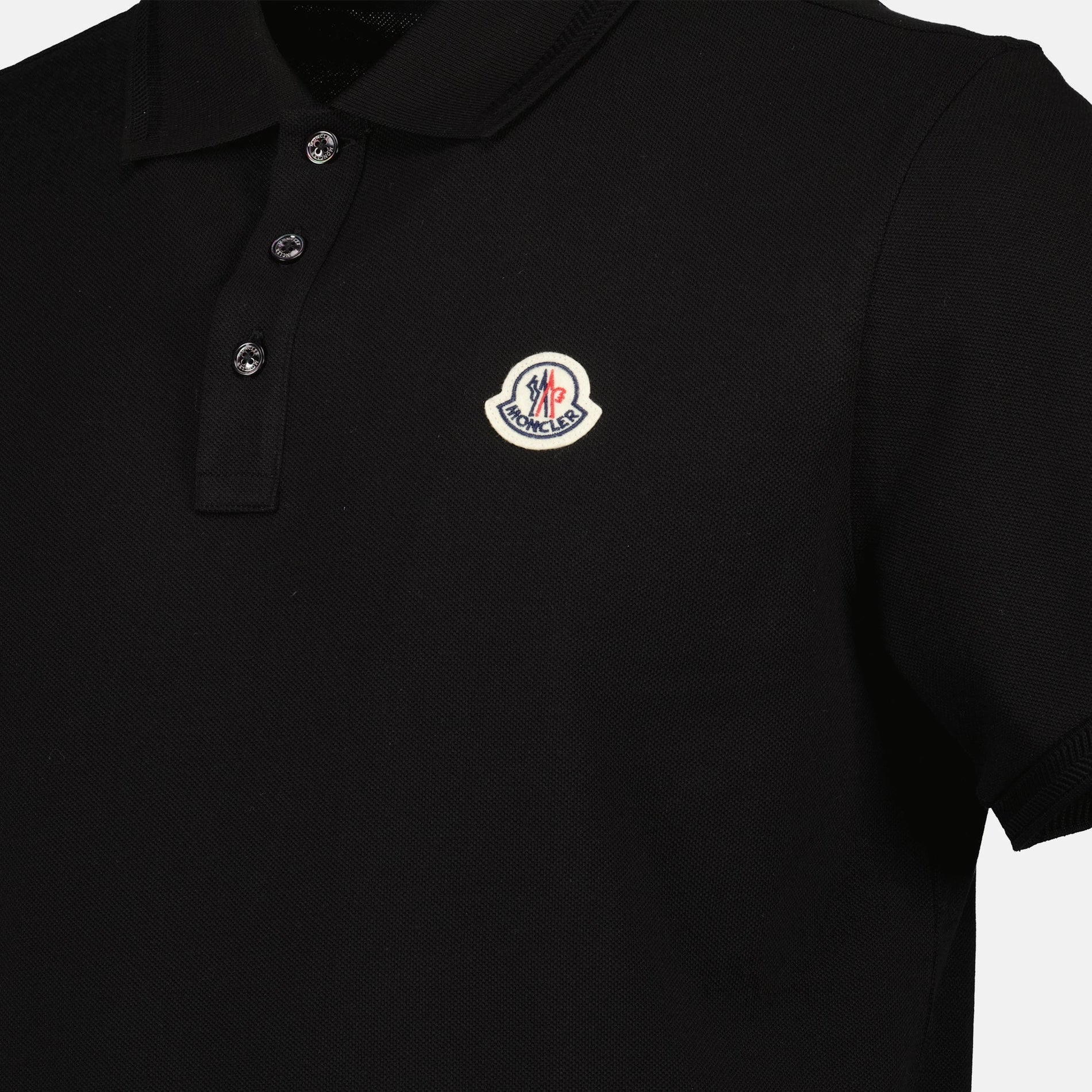Moncler Black Polo Shirt with Classic Logo Patch - image 3