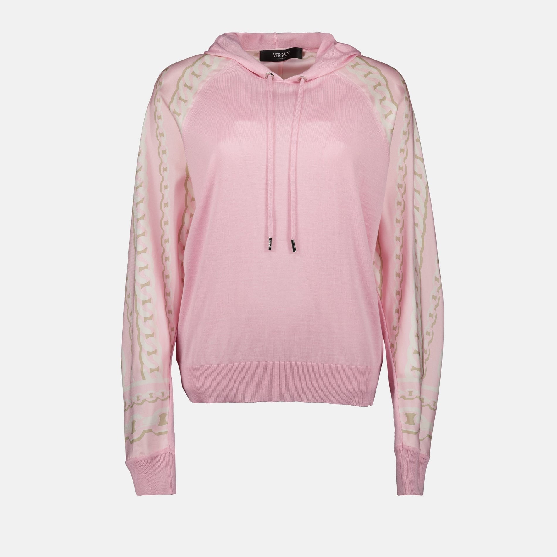 Versace La Greca Trim Hooded Knit Sweater
