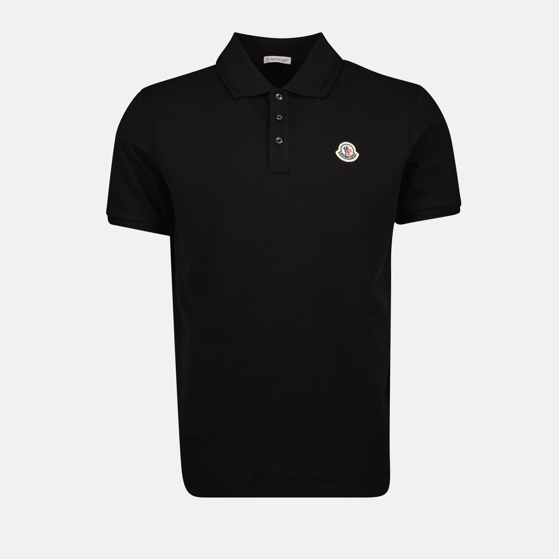 Moncler Black Polo Shirt with Classic Logo Patch