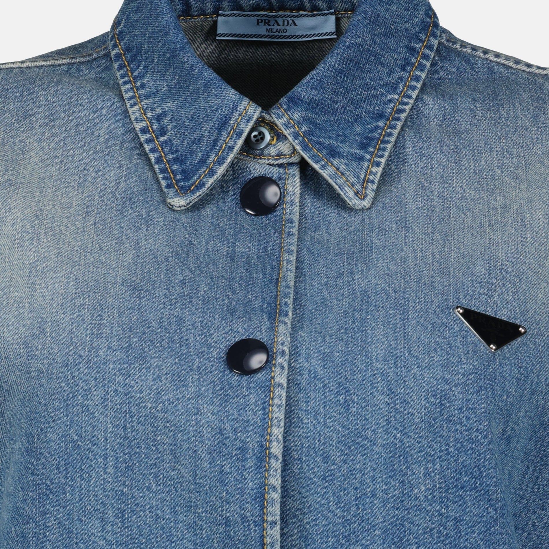 Prada Cropped Denim Cape Jacket - image 4