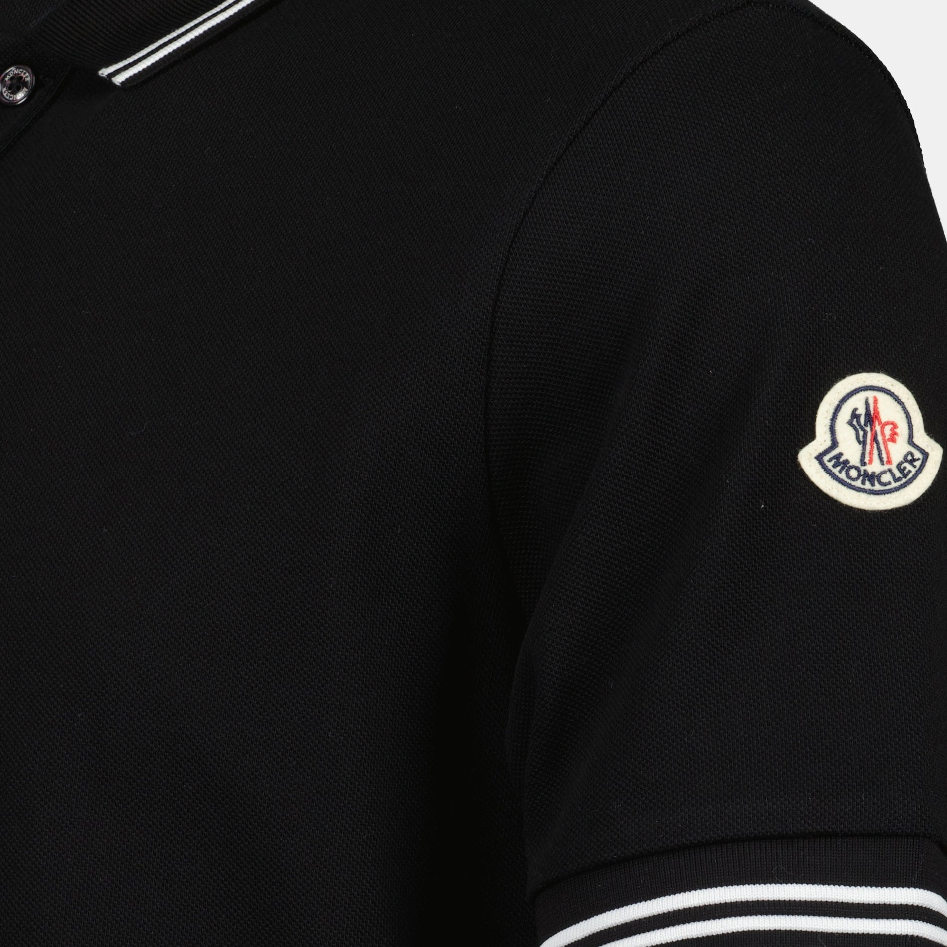 Moncler Black Polo Shirt with Contrast Stripe Collar - image 3