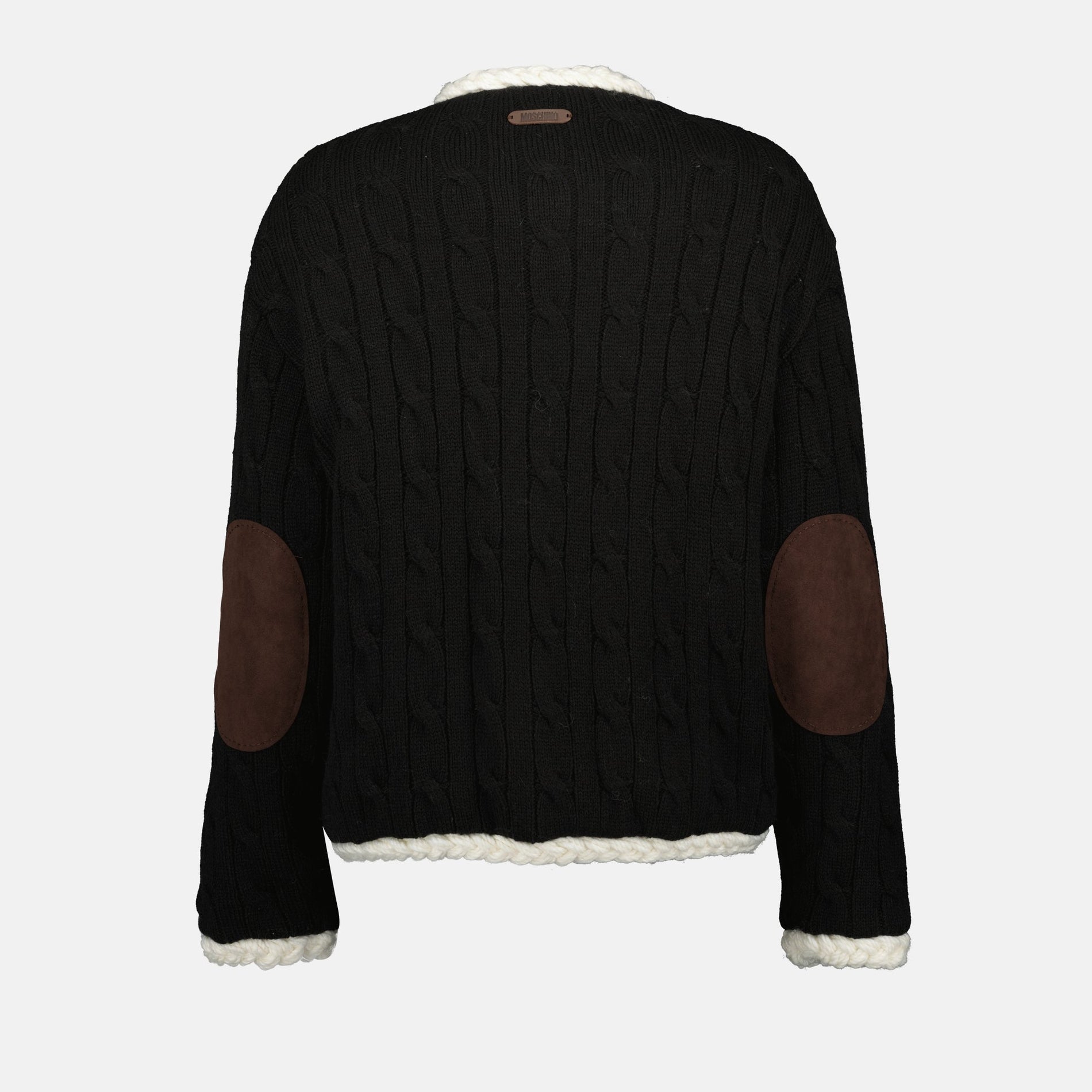 Moschino Black Cable-Knit Cardigan with Contrast Trim - image 2