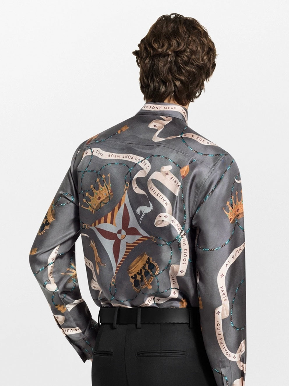 Louis Vuitton Crown & Ribbon "Pont Neuf" Print Silk-Finish Shirt - image 9