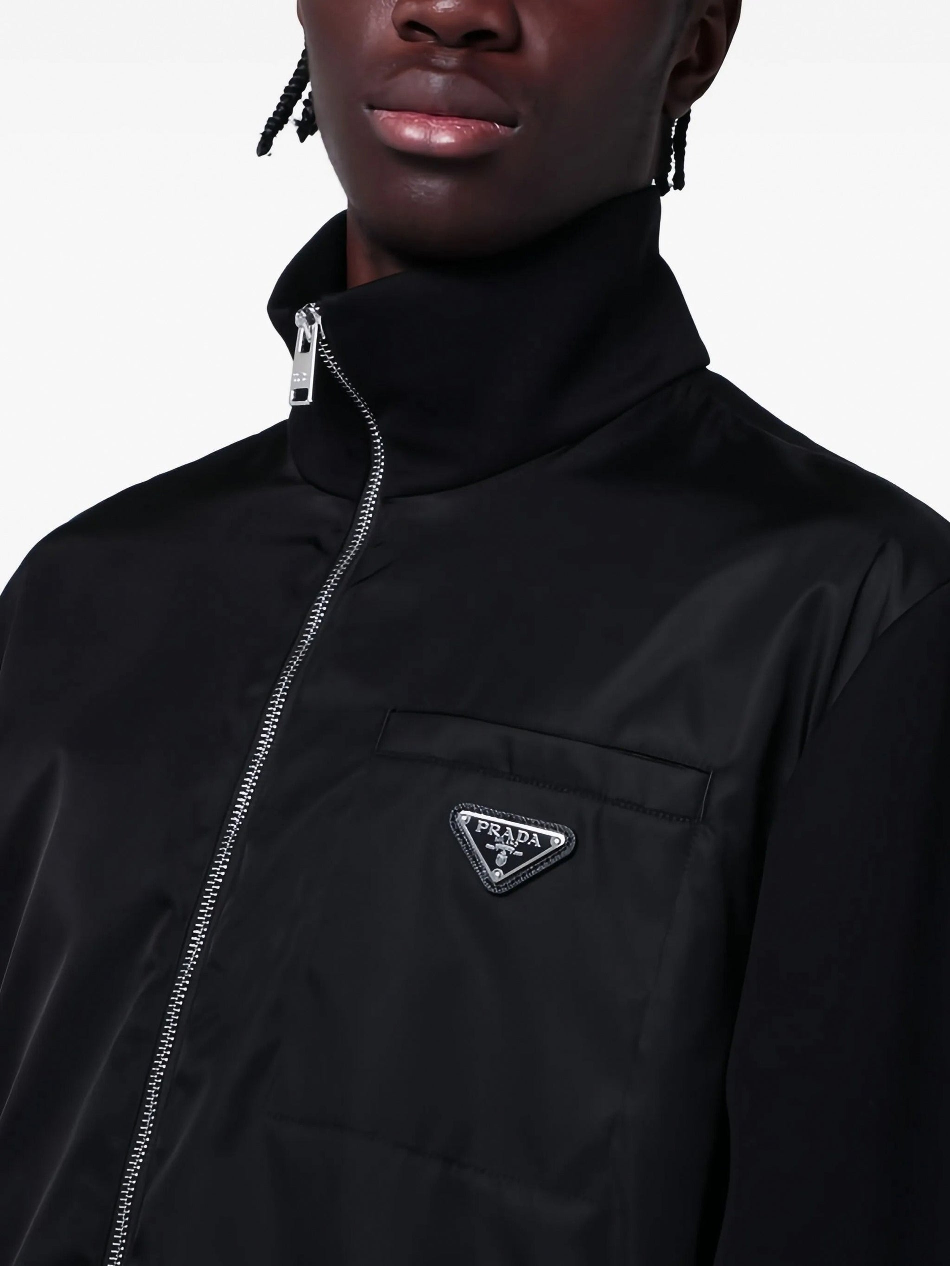 Prada Re-Nylon Zip-Up Jacket with Stand Collar - image 3