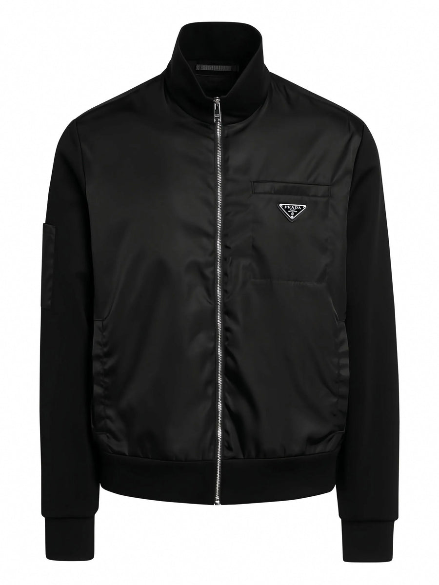 Prada Re-Nylon Zip-Up Jacket with Stand Collar