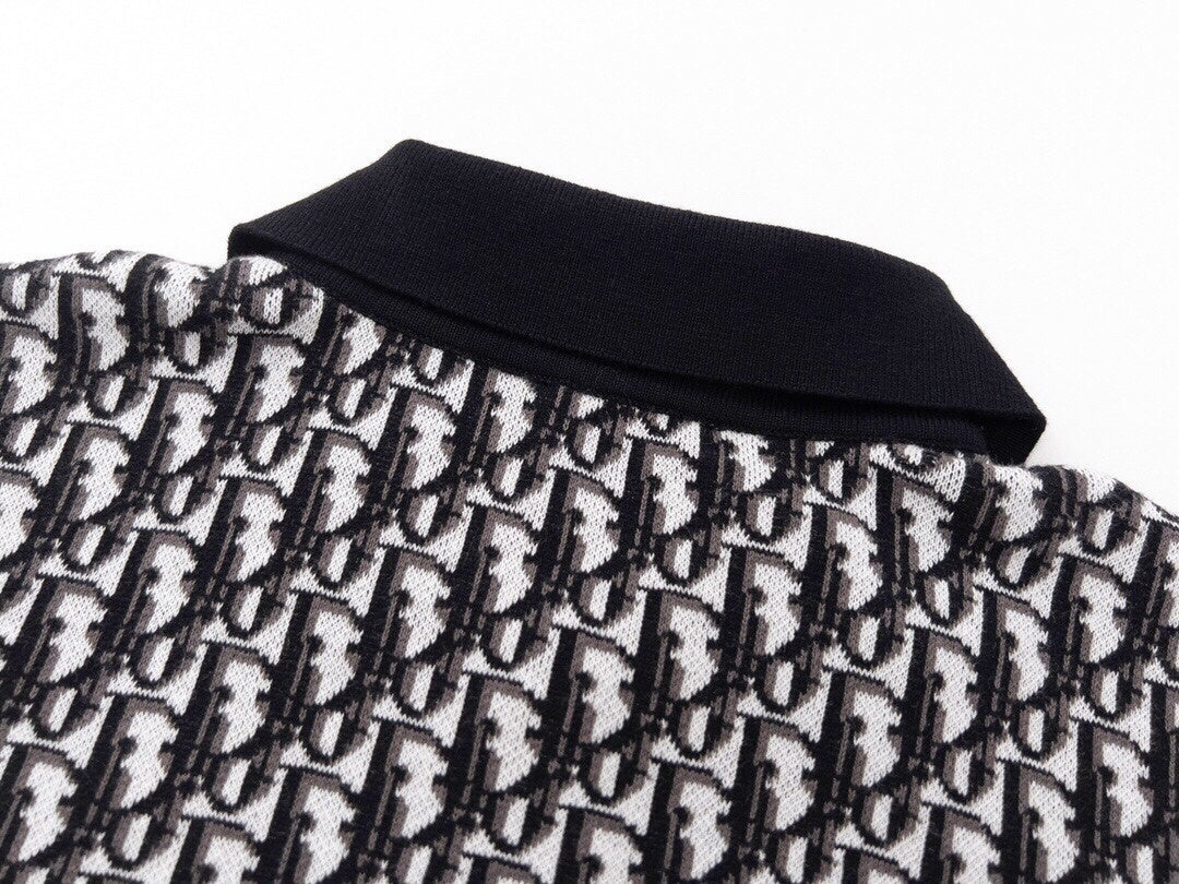 Dior Oblique Wool Knit Polo Shirt – Black & Grey - image 6
