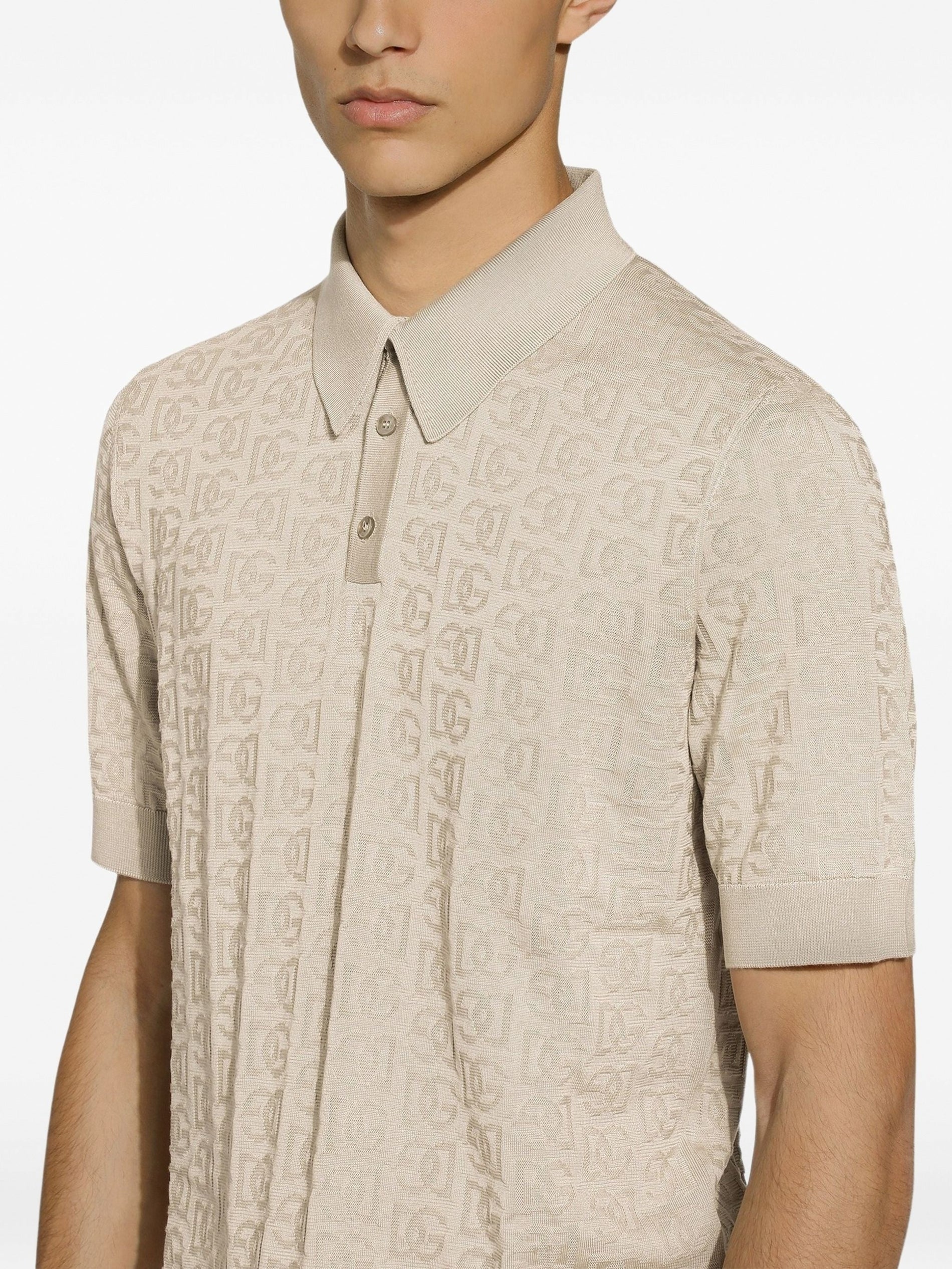 Dolce & Gabbana Silk Jacquard Polo Shirt with DG Logo - image 2