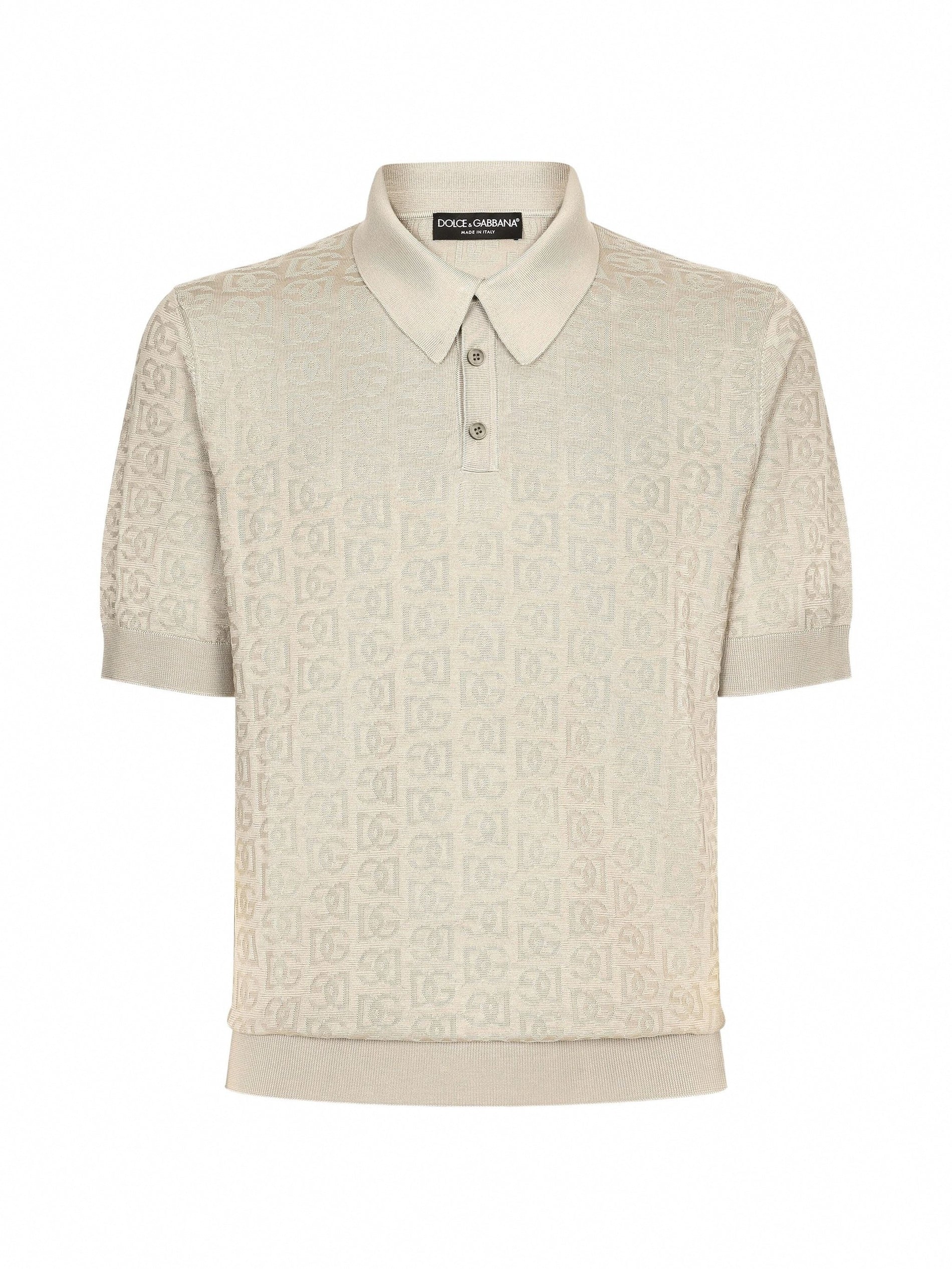 Dolce & Gabbana Silk Jacquard Polo Shirt with DG Logo