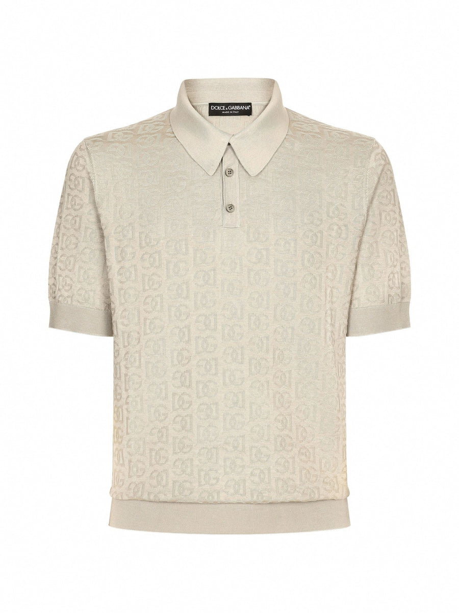 Dolce & Gabbana Silk Jacquard Polo Shirt with DG Logo