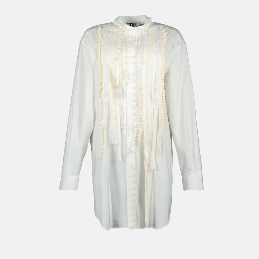 Moschino Embellished Lace-Detail Shirt Dress