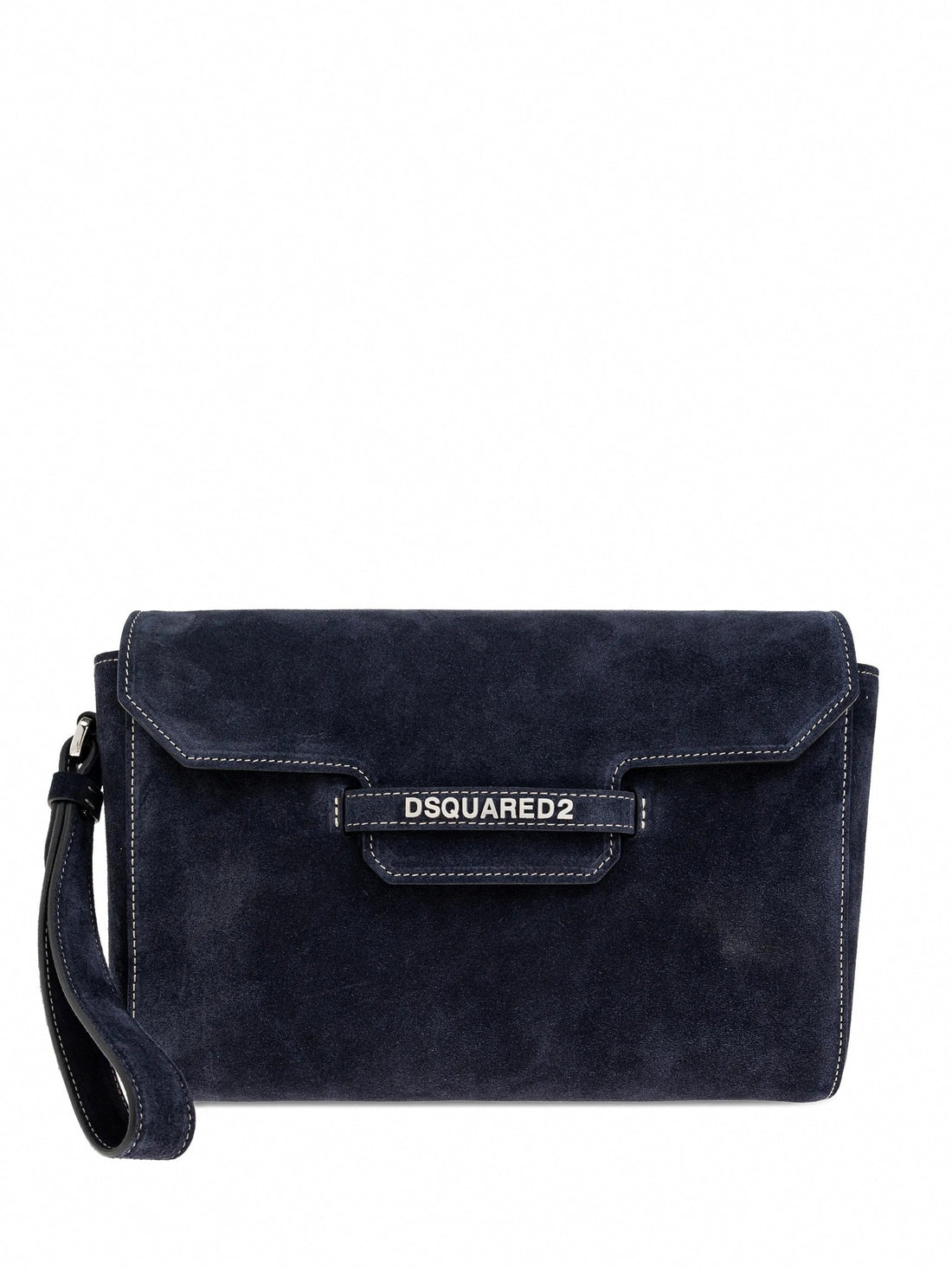 Suede Logo Clutch / Crossbody Bag (Navy)
