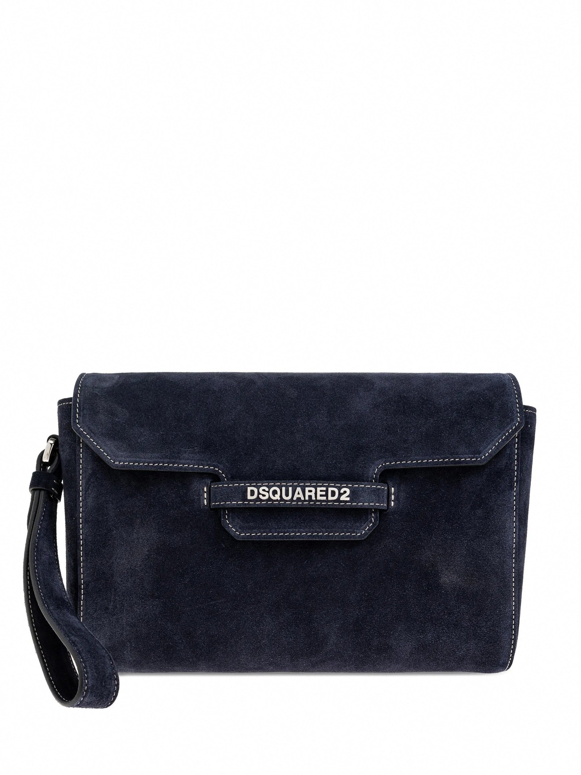 Dsquared2 Suede Logo Clutch / Crossbody Bag (Navy)