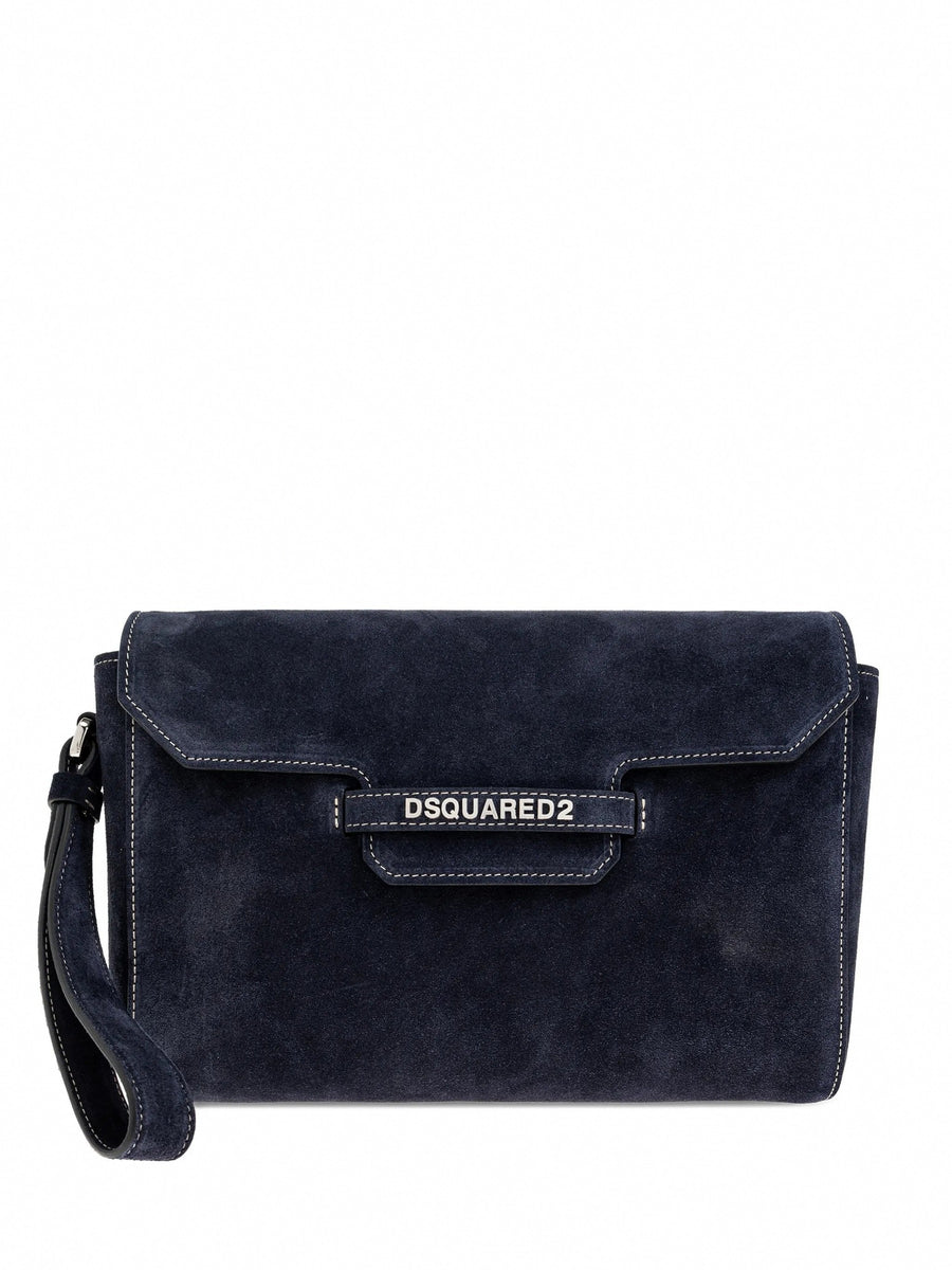 Dsquared2 Suede Logo Clutch / Crossbody Bag (Navy)