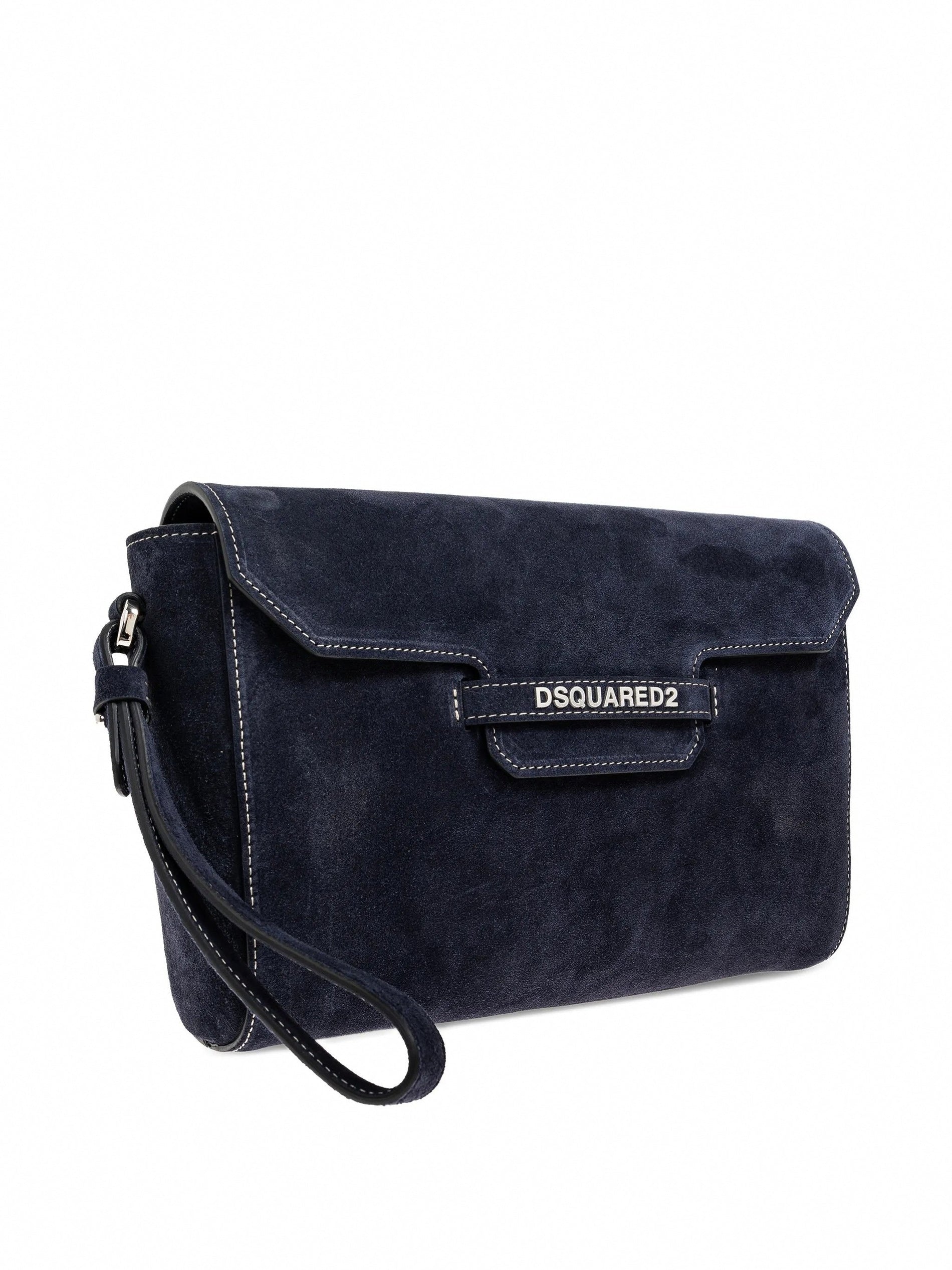 Dsquared2 Suede Logo Clutch / Crossbody Bag (Navy) - image 3