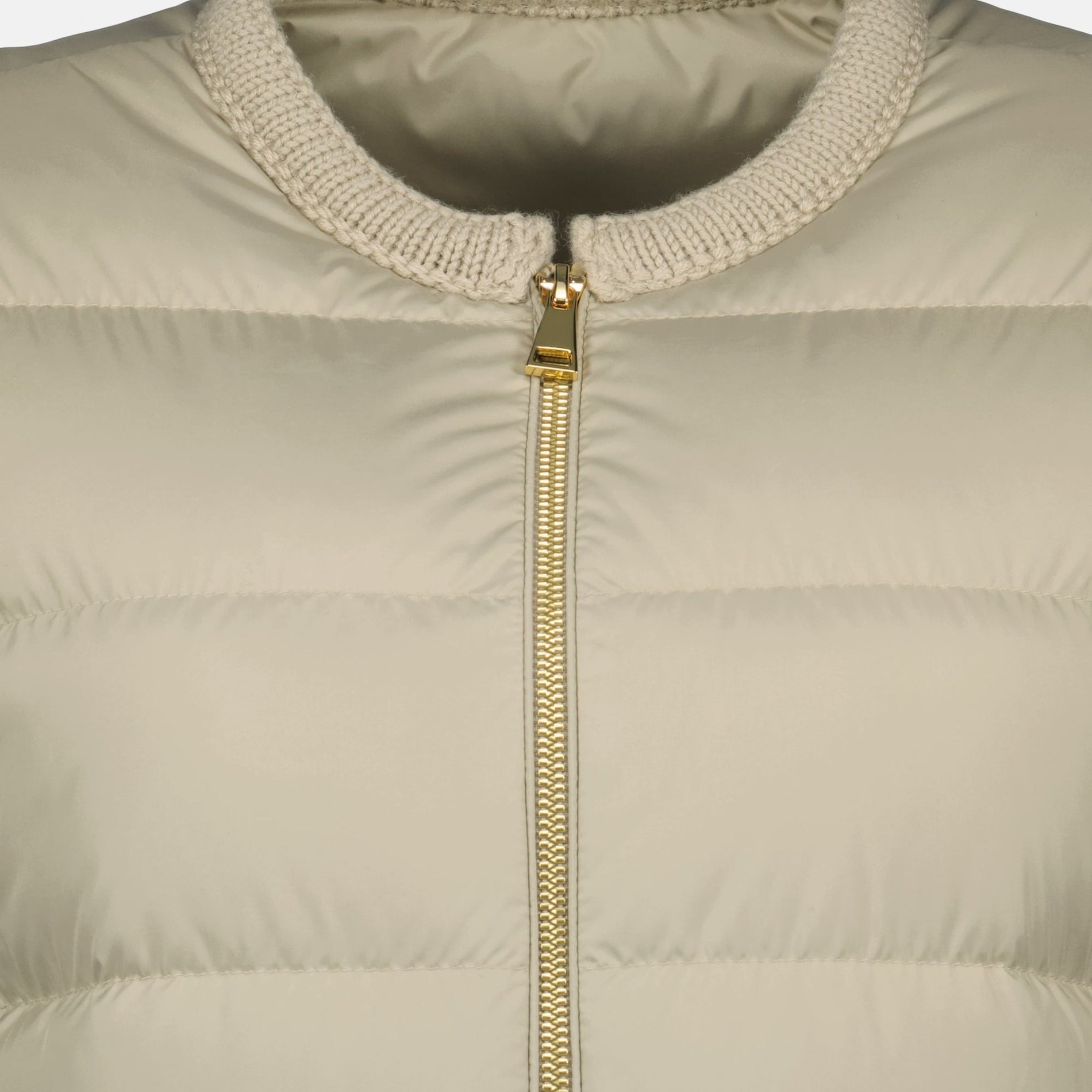 Moncler Light Beige Cropped Down Jacket - image 4