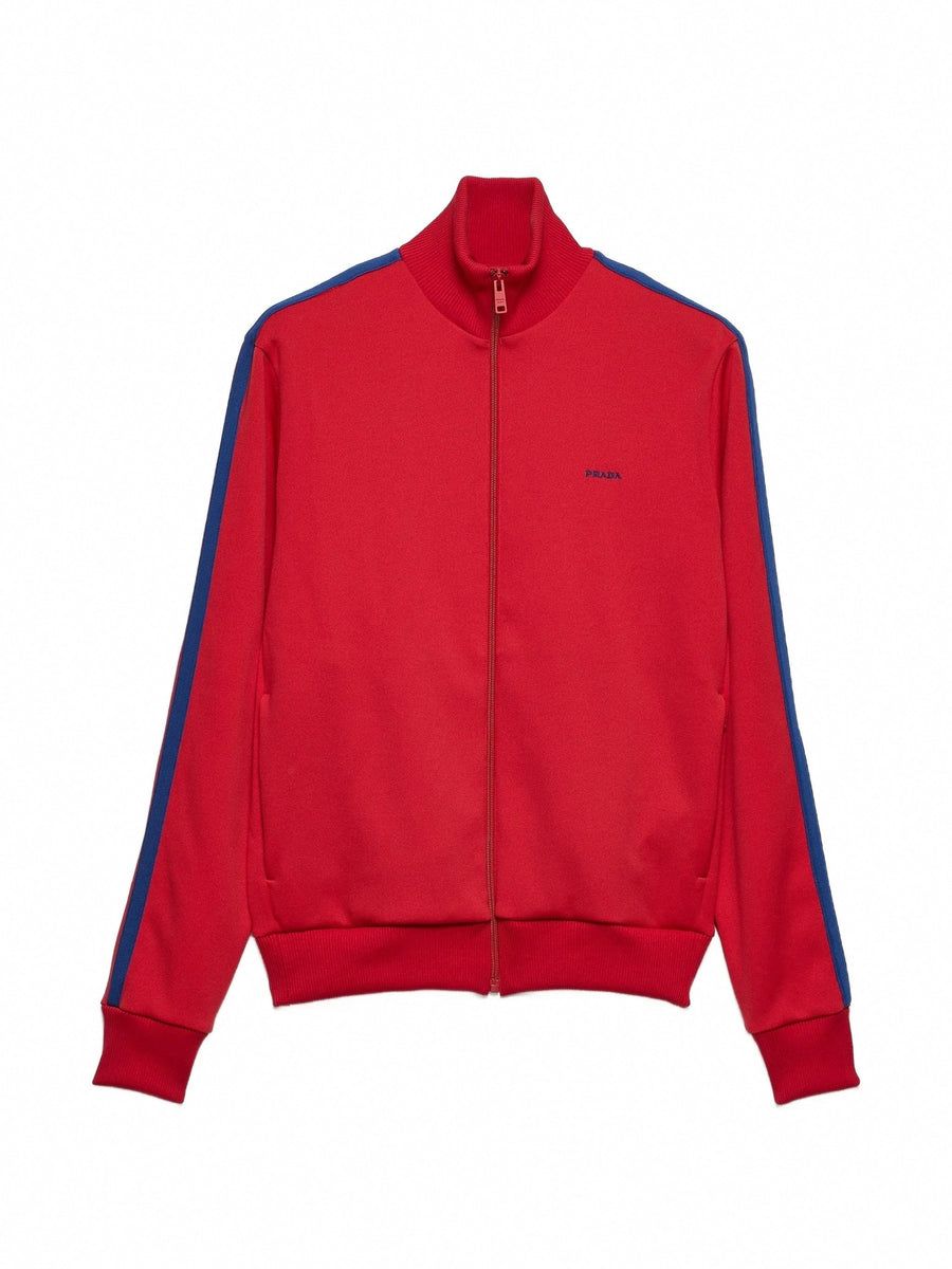 Prada Runway Logo-Embroidered Zip-Up Sweatshirt
