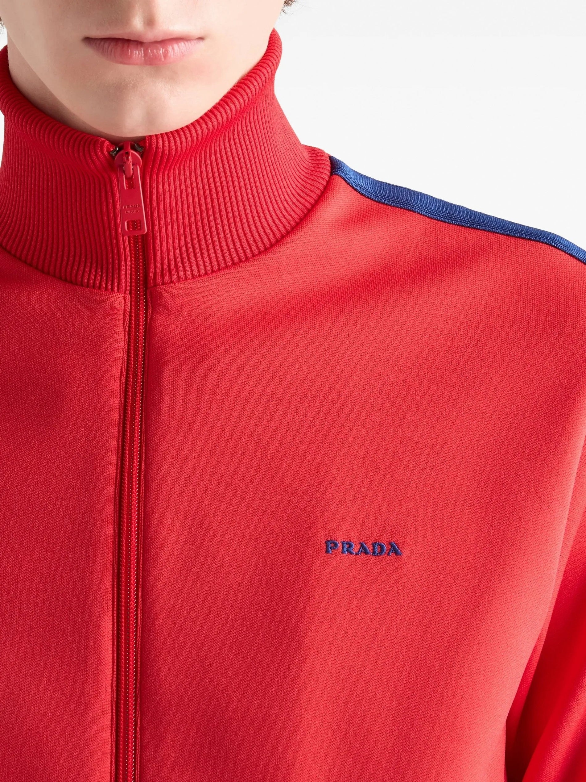 Prada Runway Logo-Embroidered Zip-Up Sweatshirt - image 2