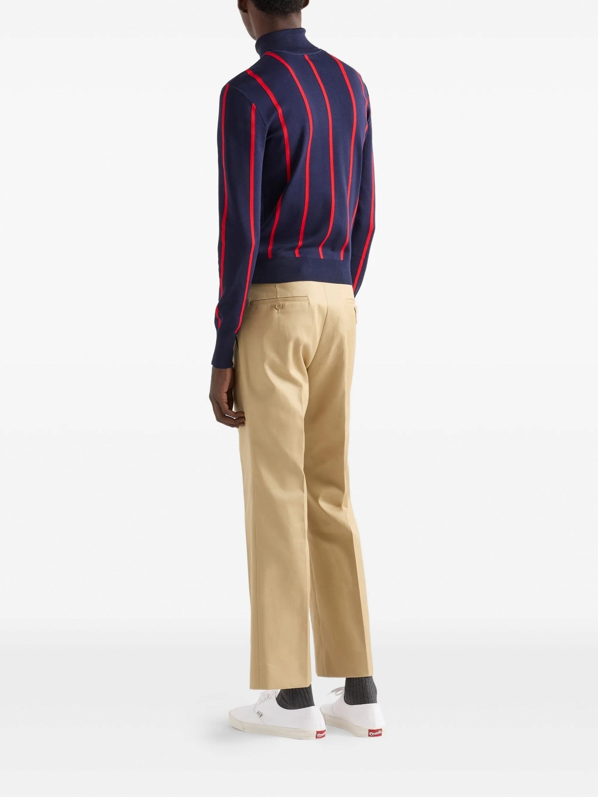 Prada Runway Intarsia Striped Wool Turtleneck Sweater - image 5