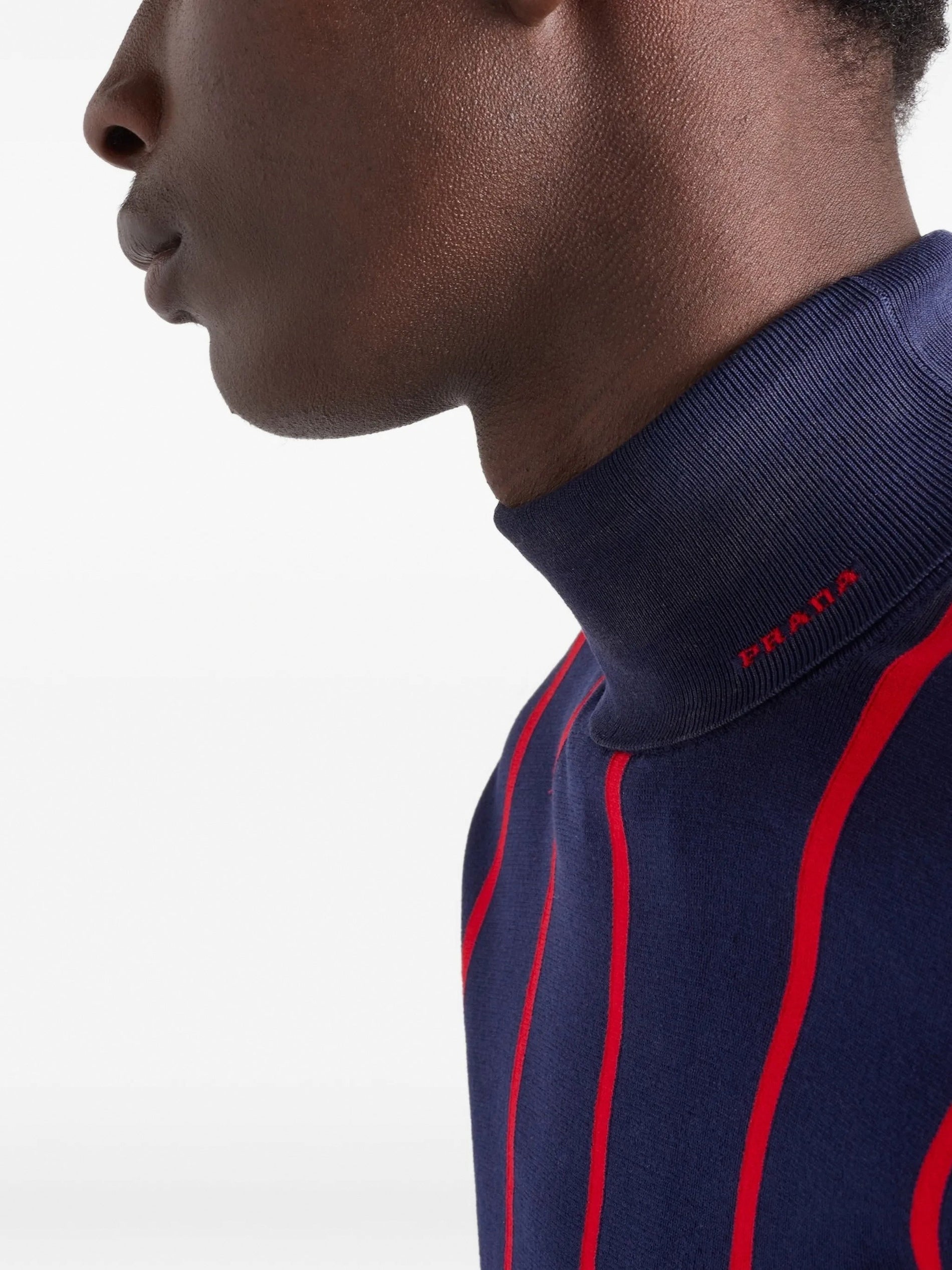 Prada Runway Intarsia Striped Wool Turtleneck Sweater - image 2