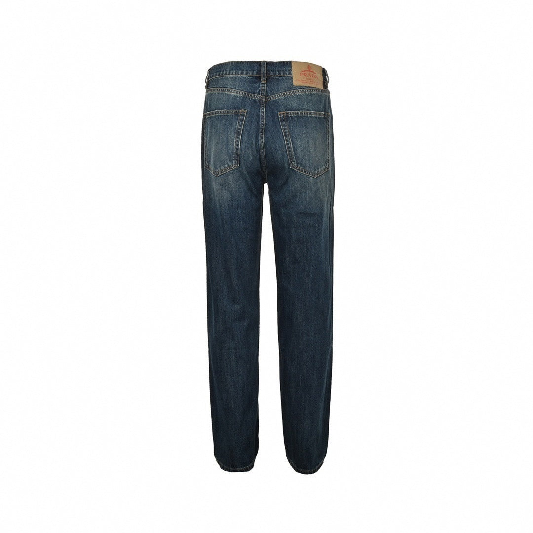 Prada Vintage Blue Washed Straight-Leg Denim Jeans - image 2
