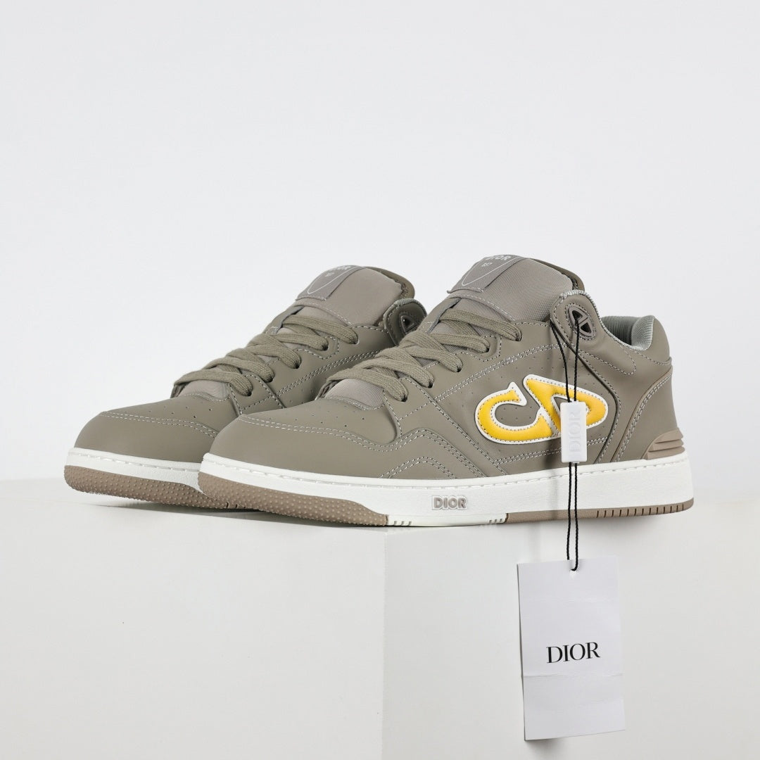 Dior B57 Low-Top Sneakers in Taupe with Yellow CD Signature - image 9