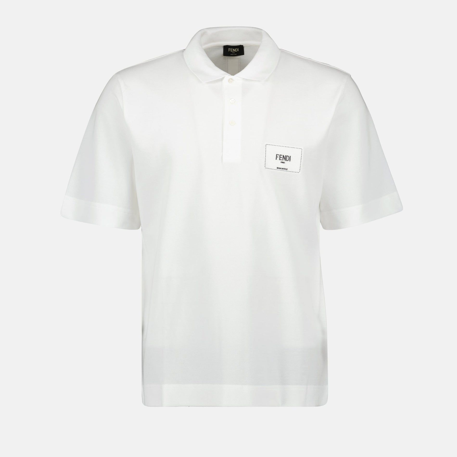 Fendi Fendi White Polo Shirt with Logo Patch Detail